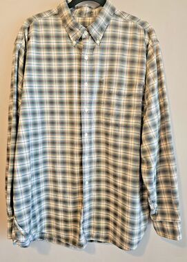 J Crew Classic Fit Plaid Brushed Twill Shirt Men XL green, cream, drk pink